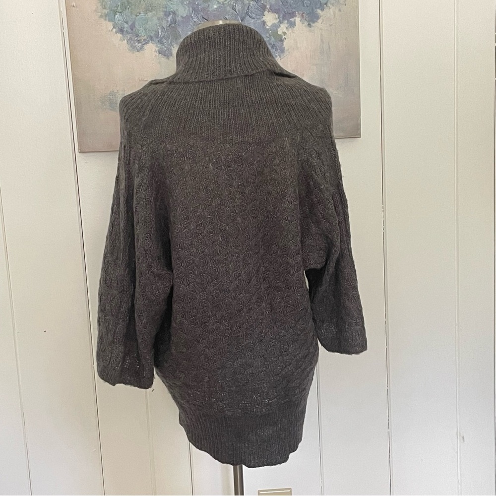 $10 SALE Knit Sweater Cowl Neck 3/4 Sleeve Winter Holiday Med-Dark Gray SzM - Picture 2 of 11